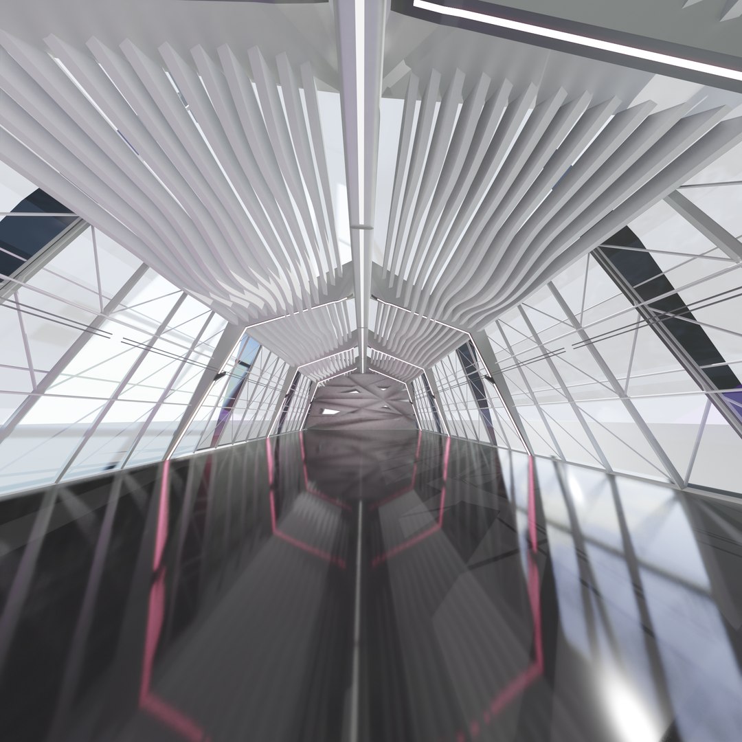 3D 3D Sci Fi Exhibition Abstract Concept Hall Inteiror Clear 3D Model ...