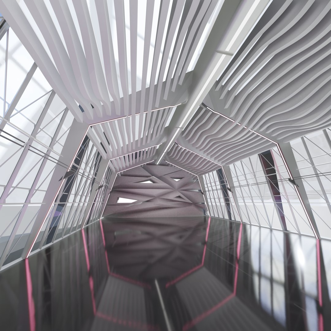 3D 3D Sci Fi Exhibition Abstract Concept Hall Inteiror Clear 3D Model ...
