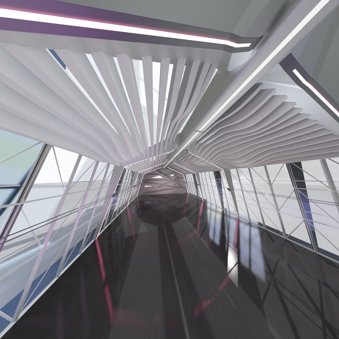 3D 3D Sci Fi Exhibition Abstract Concept Hall Inteiror Clear 3D Model ...