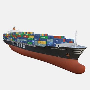 container ship cargo 3300teu 3d model