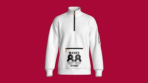 Men Half Zip Jacket With Printed Kangaroo Pocket