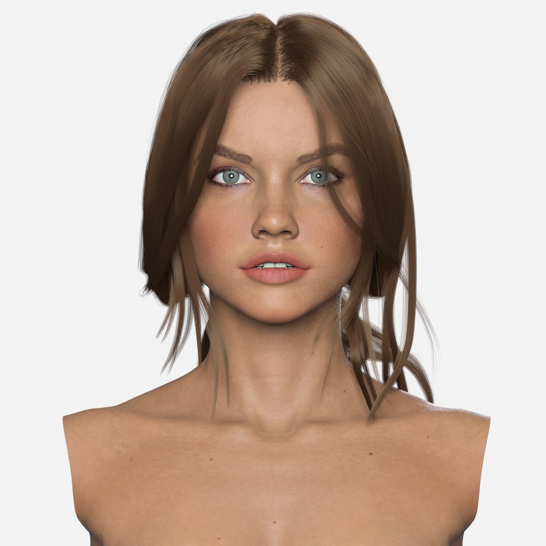 Woman Head with Dark Blonde Hair 3d model - CadNav