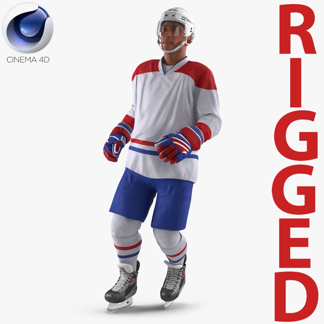 Hockey Player Generic 3 Rigged for Cinema 4D 3D model preview