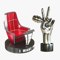 The Voice Chair and Hand Trophy