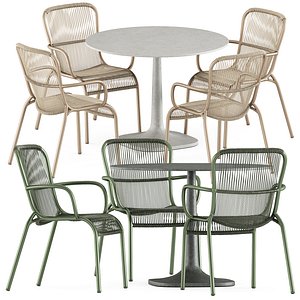 Loop dining chair and Fiore Outdoor table 3D model