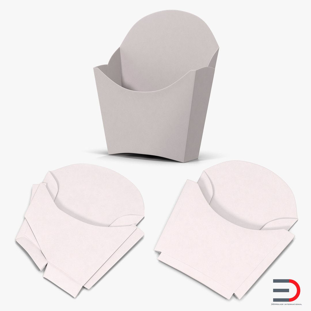 French Fry Boxes 3D Models Collection 3D model preview