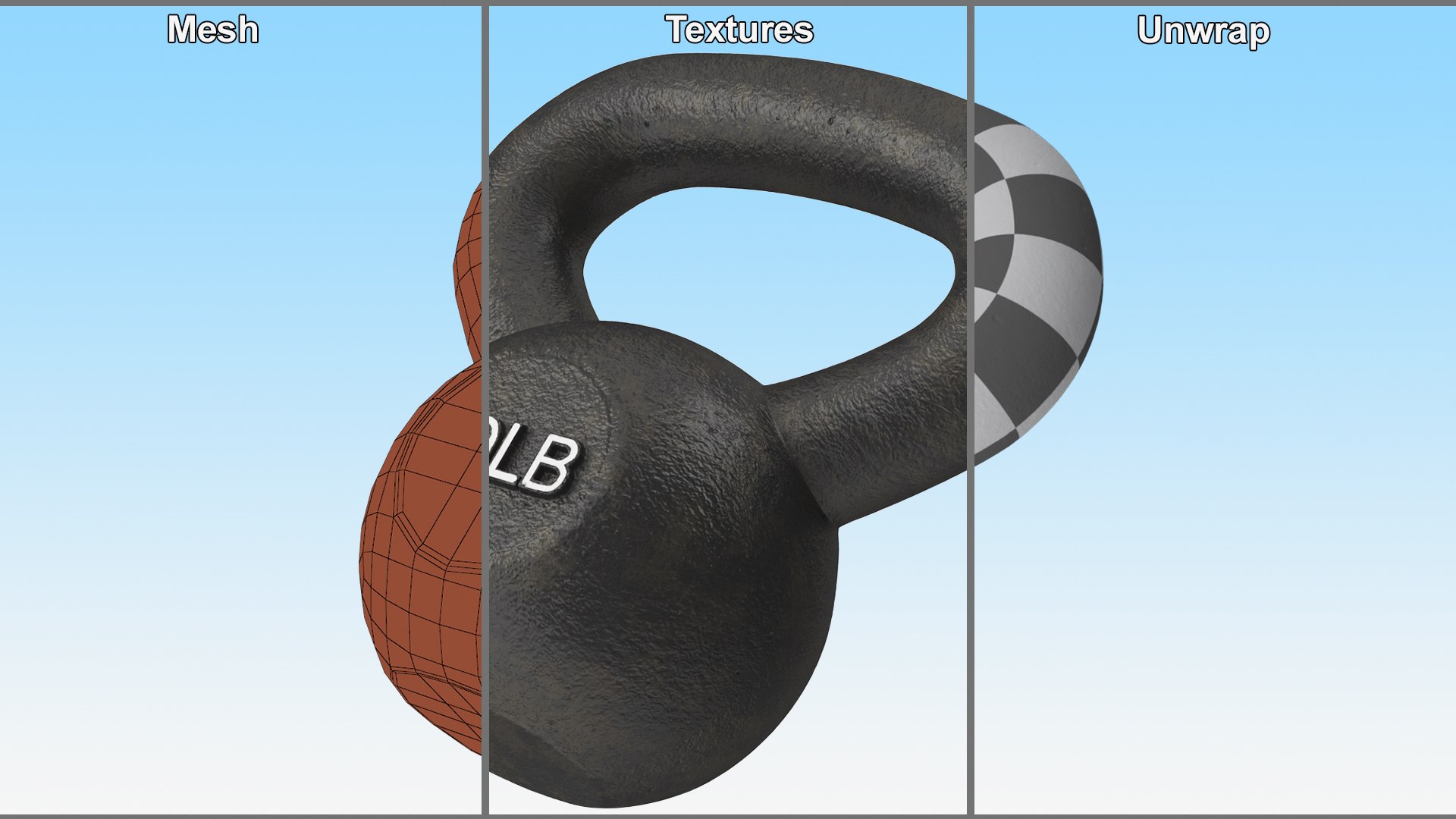 3D Iron Competition Kettlebell Weight 50lb Model - TurboSquid 2065188