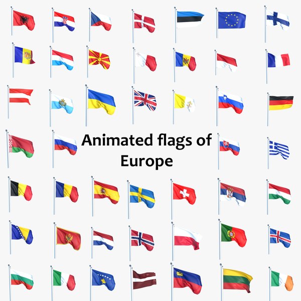 3D Animated All Flags Of Europe model