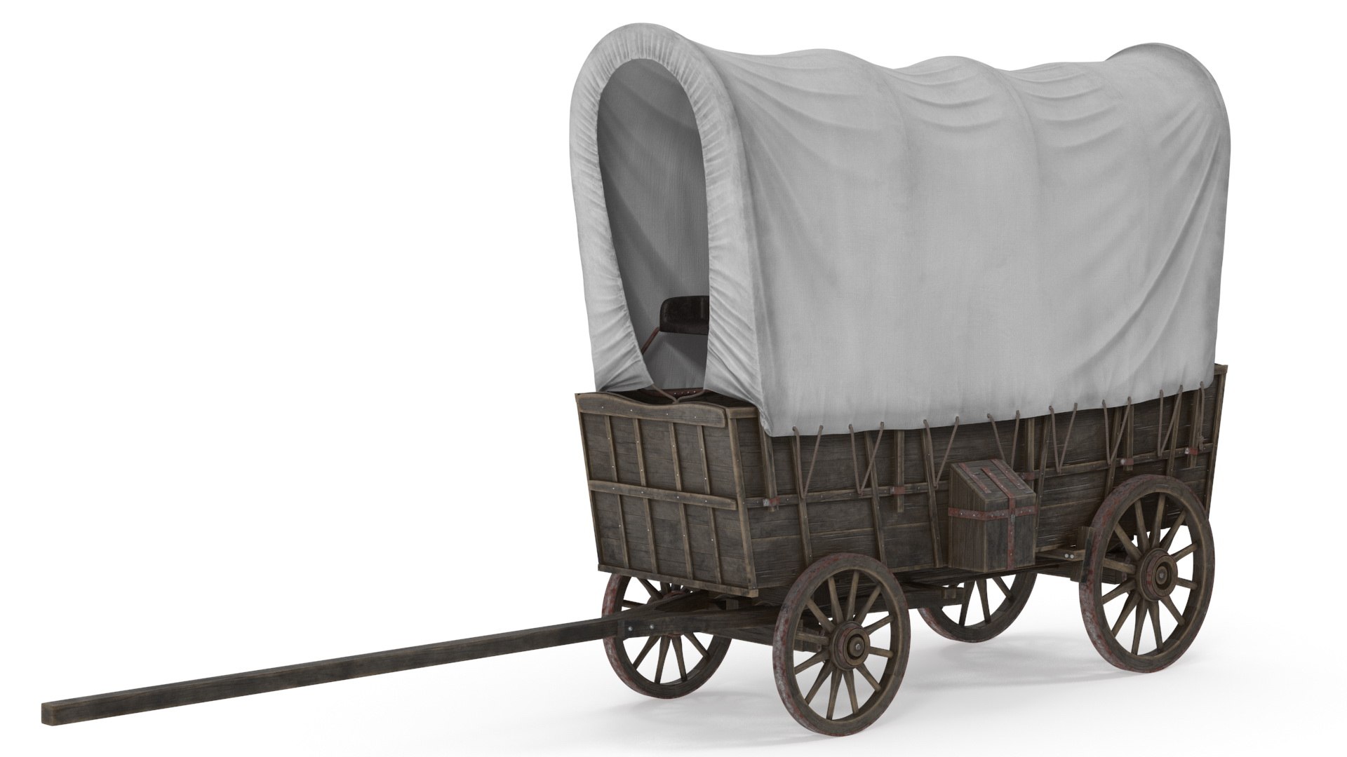 Covered Wagon Old 3D model preview