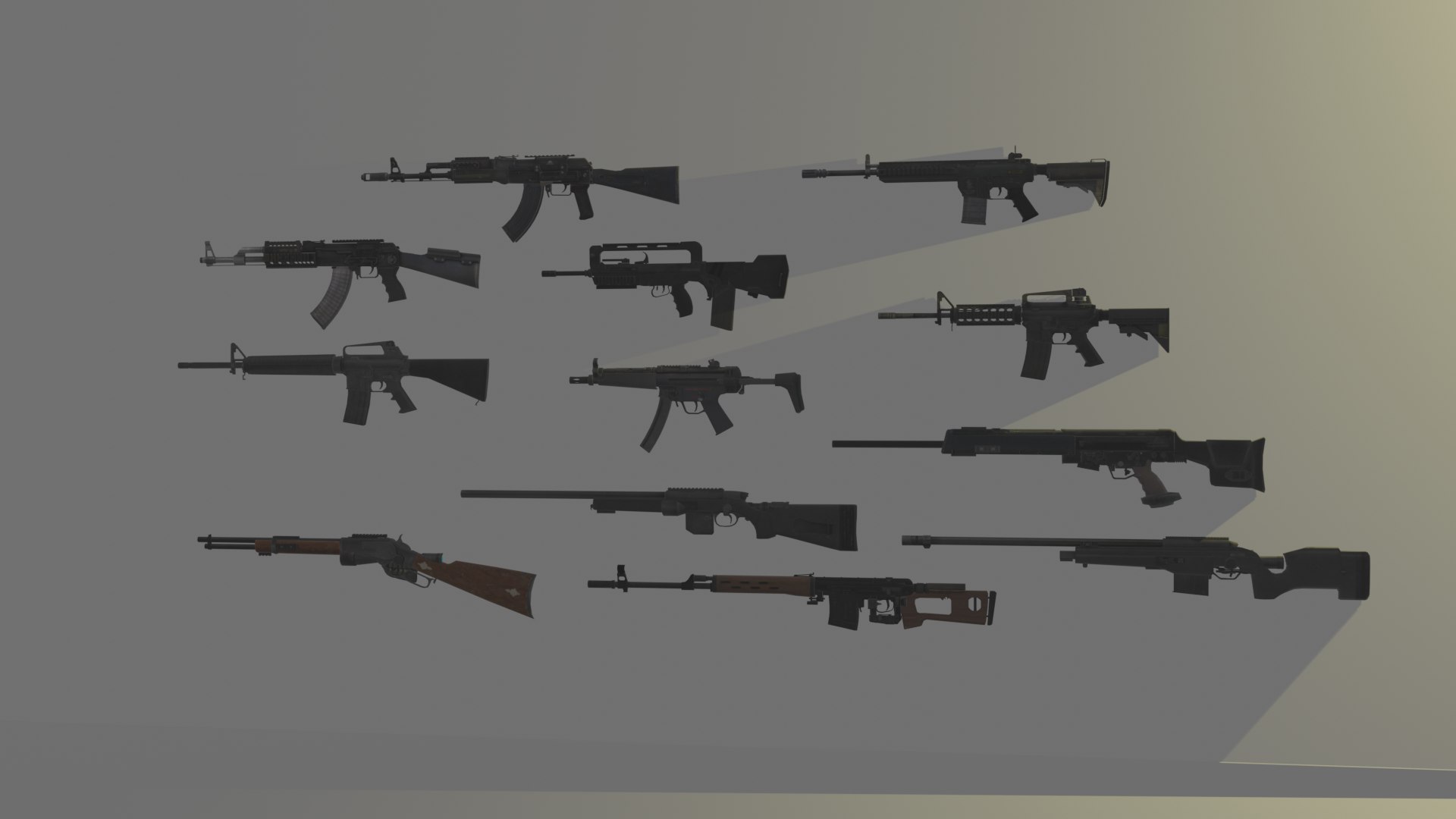 3D 3d Rigged Weapons Model - TurboSquid 2215778