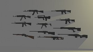 3D 3d rigged weapons model