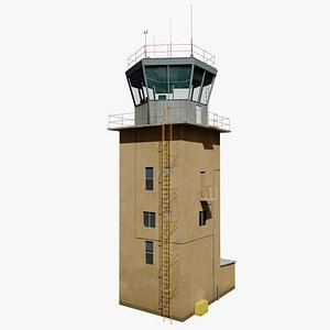 Air Traffic Control tower with interior Low Poly PBR 3D model