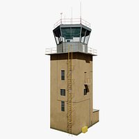 Air Traffic Control tower with interior Low Poly PBR