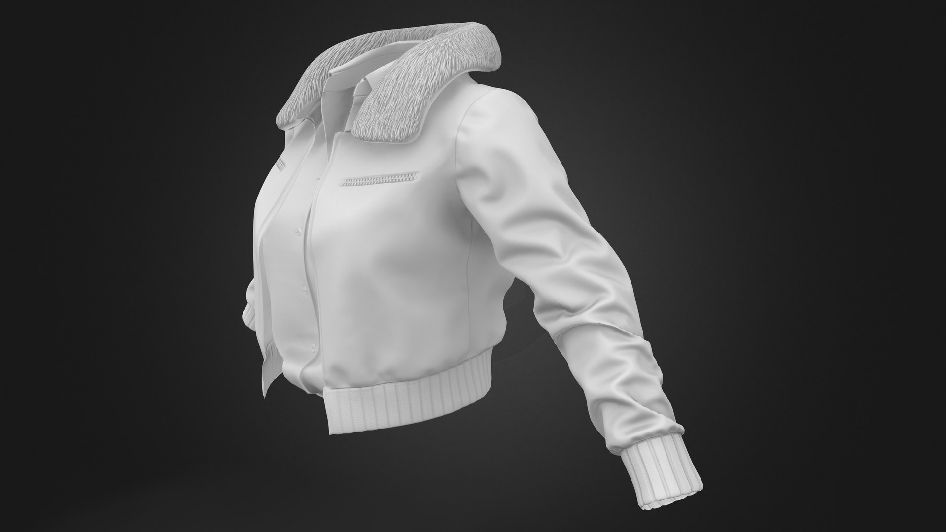 3D Fur Neck Brown Leather Jacket With White Shirt Under model