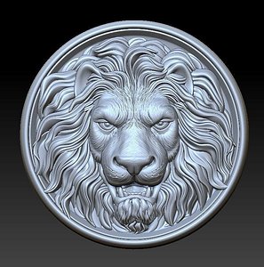 3D model lion head medallion