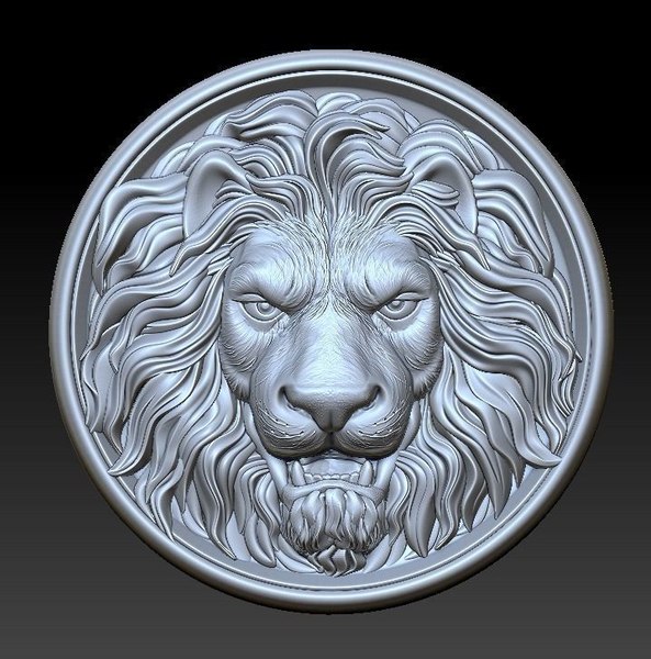 3D model lion head medallion
