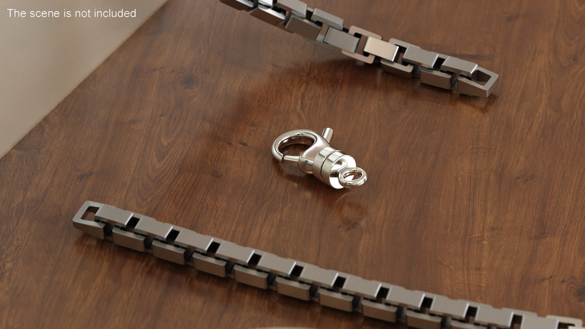Lobster Claw Bracelet Clasp Silver 3D model preview