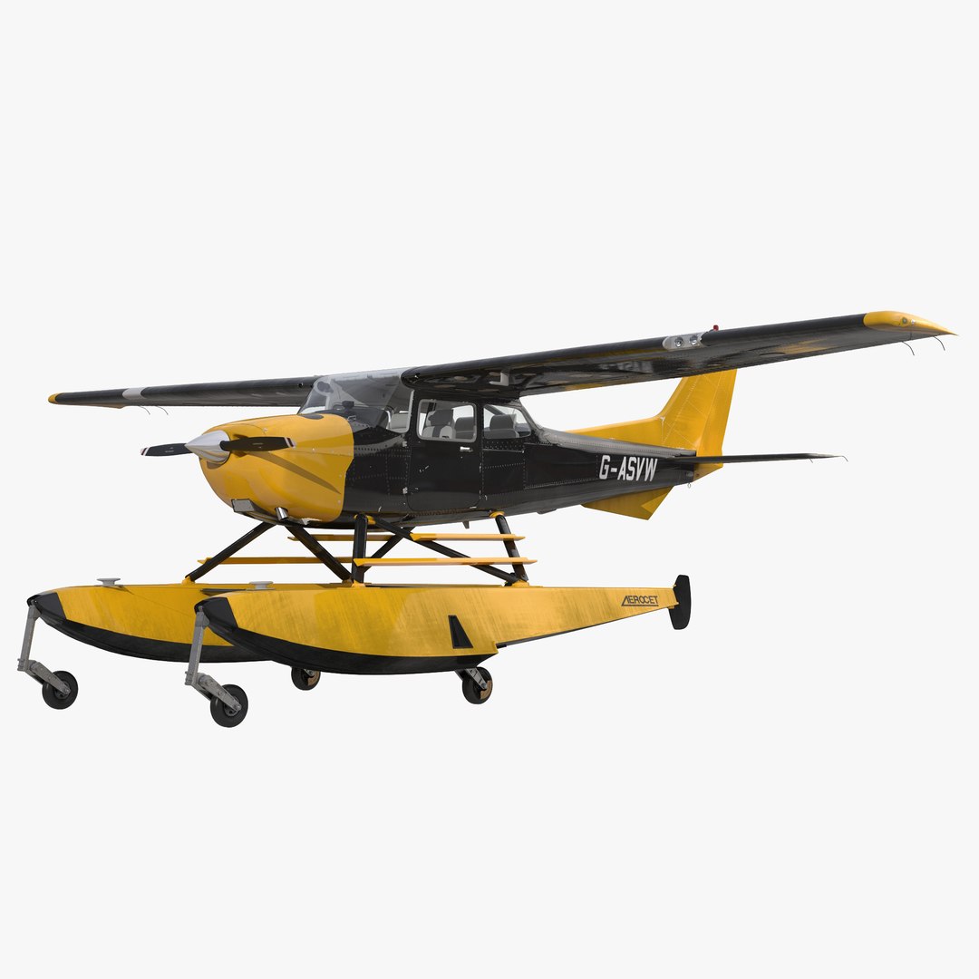 Cessna 172 Black Seaplane 3D Model 3D model preview