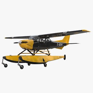 Cessna 172 Black Seaplane 3D Model