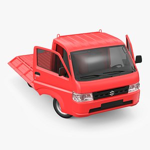 3D Suzuki Carry Truck Red Rigged for Maya model