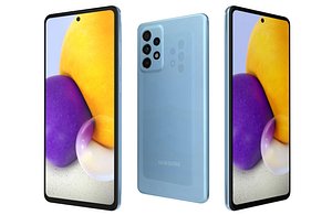 3D Samsung Galaxy A72 Awesome Blue Low Poly