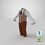 3D model Lantern Sleeves Shirt with Vest and Short Pants 3