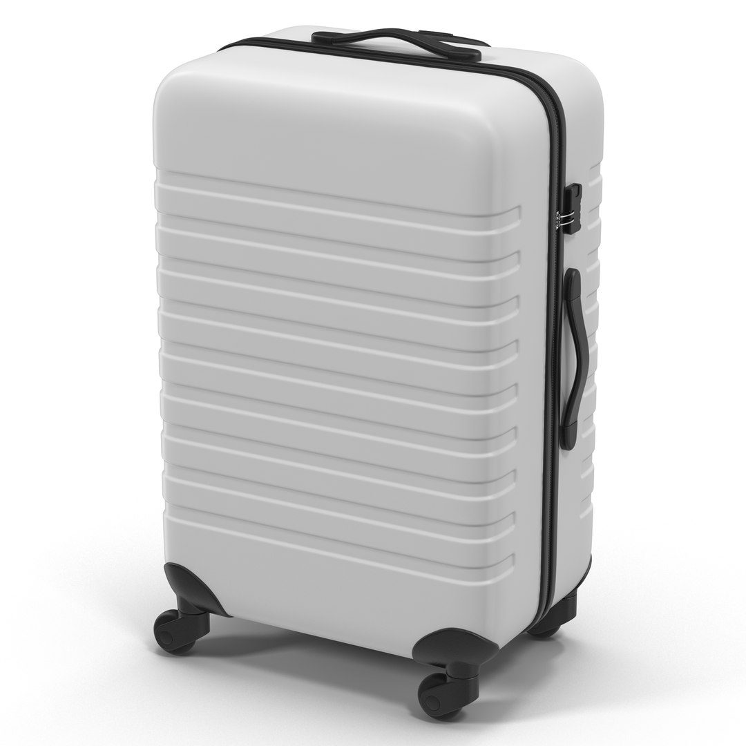 Plastic Trolley Luggage Bag White 3D model preview