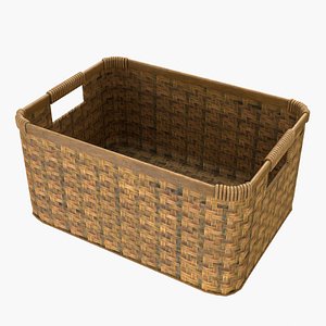 3D wicker basket low poly