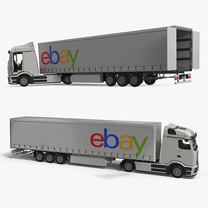3D Electric Truck with eBay Trailer Rigged for Maya