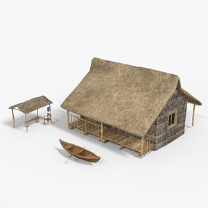 Tribal Beach House low-poly 3d model 3D model