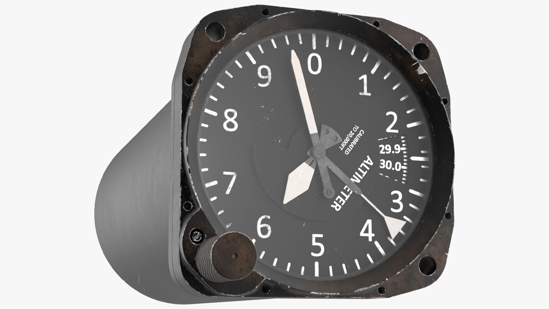 Altimeter Instrument Used Condition Black Rigged 3D model for industrial visualization, technical presentation, simulation, product rendering, and animation