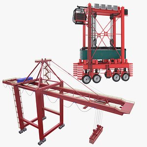 Container Crane and Straddle Carrier 3D model