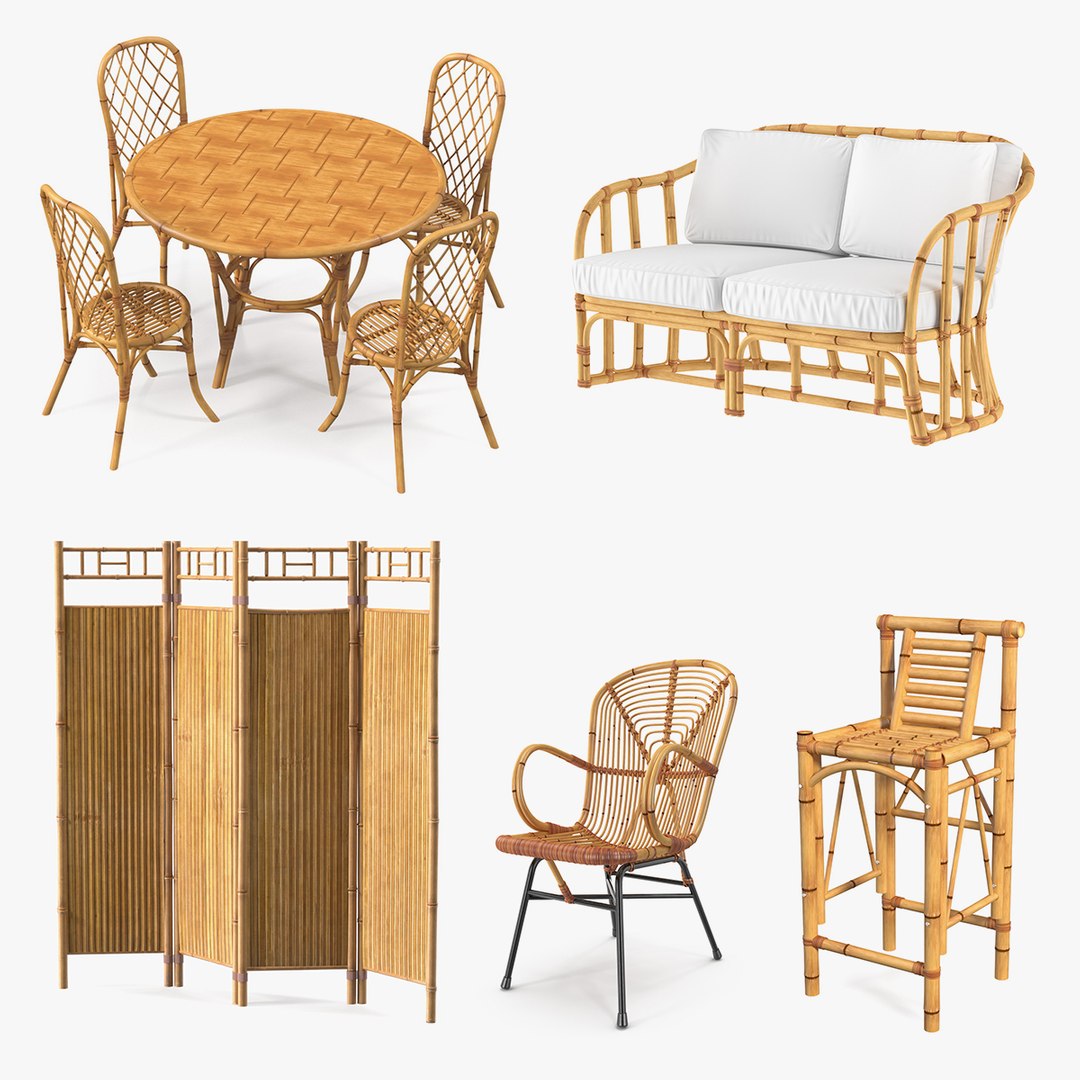 Bamboo Furniture  Collection 3D model preview