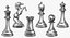 Chess Pieces Silver Collection 01 - 12 models