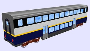 doubledecker rail passenger wagon 3D model