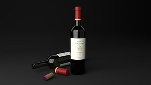 Premium Red Wine Bottle 3D Model 3D model