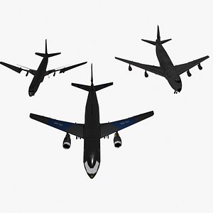 3D 3 Big Commercial and Military Aircraft Pack with 5 Animations model