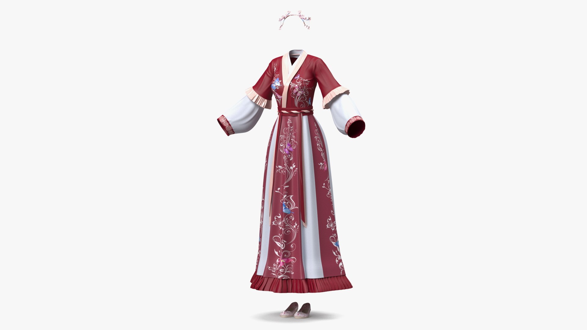 Clothes Set Traditional Chinese Style for Women 3D model preview