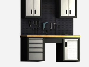 3D model garage tools storage
