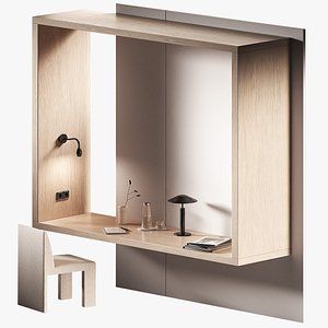 Workplace Minimal home office furniture Window sill table top 3D model