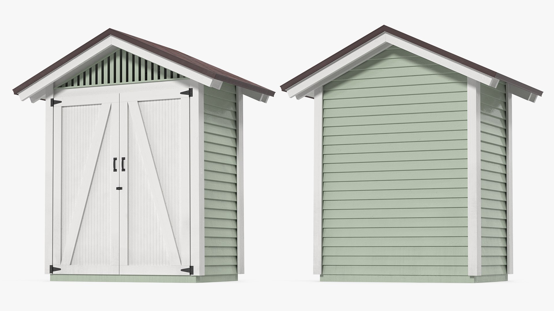 Wooden Vertical Storage Shed 3D model preview