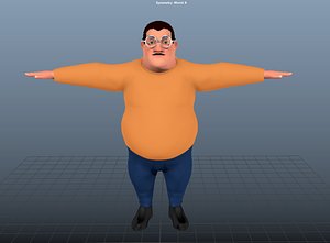 TOONY CHARACTER RIGGED FAT MAN MAYA
