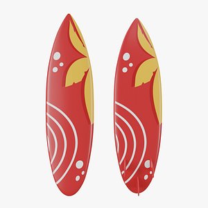 3D Surfboard With Fin model