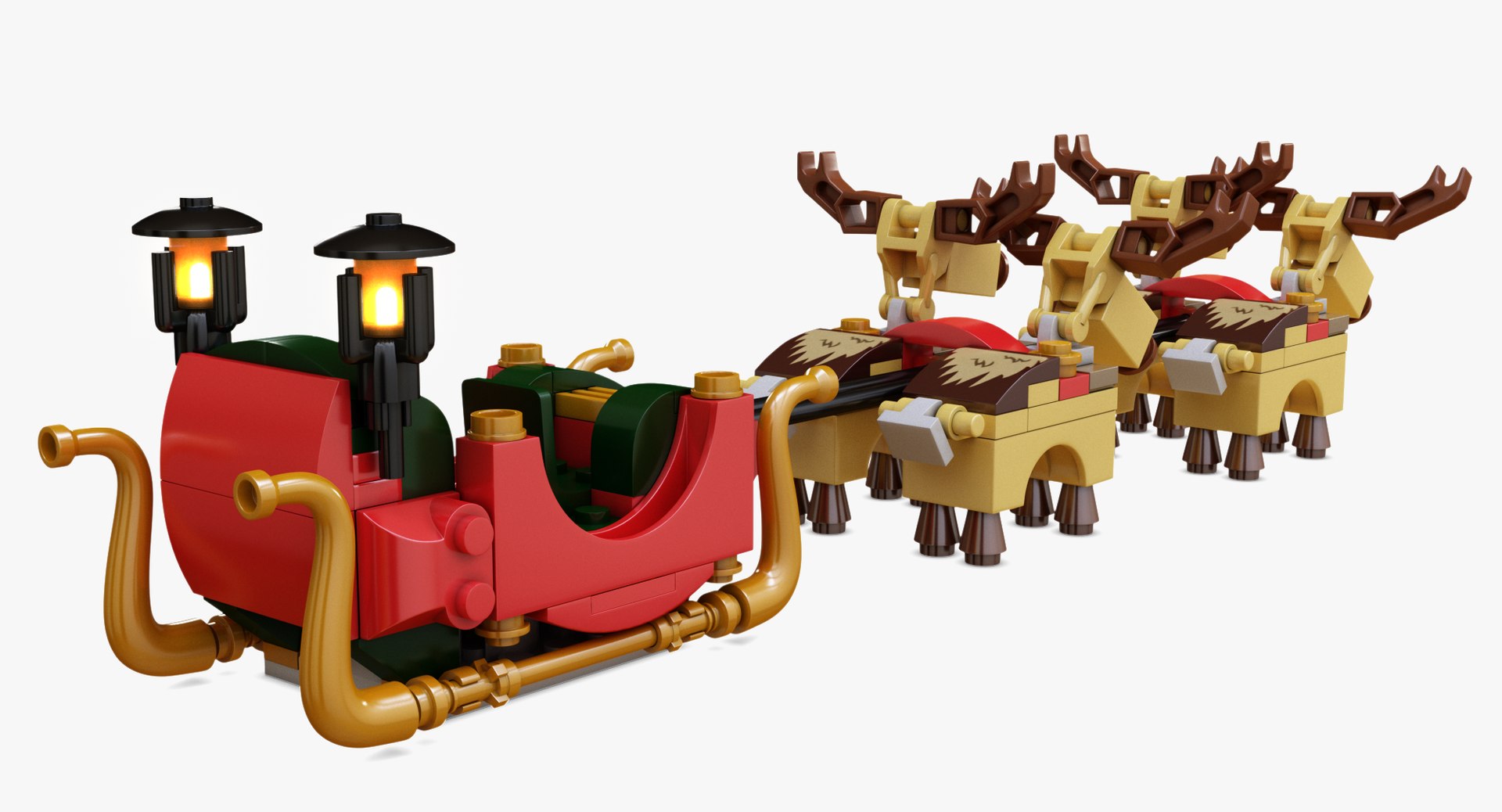 3D lego santa sleigh reindeer - TurboSquid 1409818