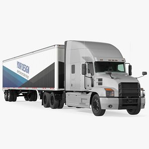 Semi Truck with Trailer Generic Simple Interior Your Design 3D model