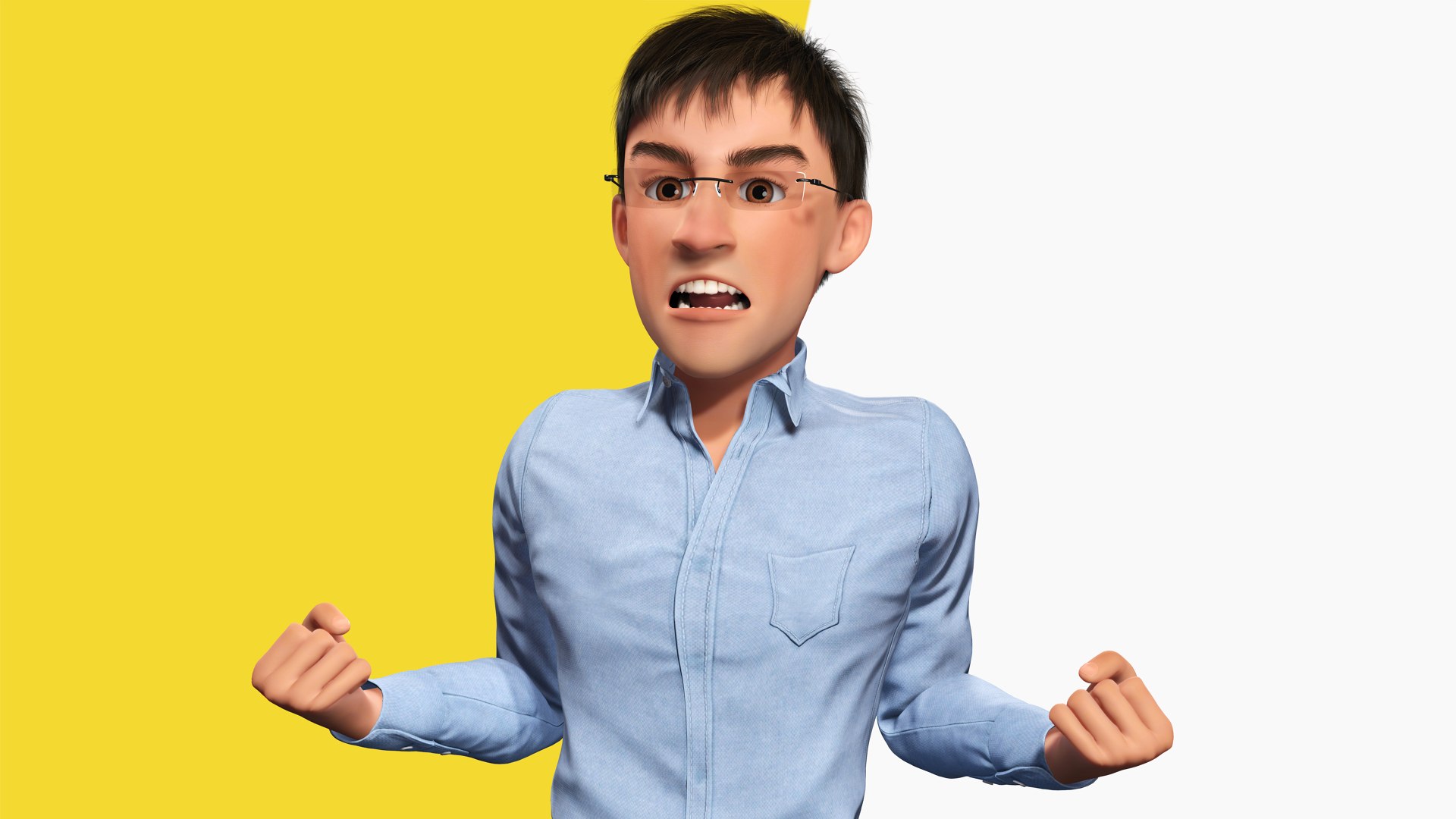 3D Intellectual Look With Glasses Stylized Professional Male Model ...