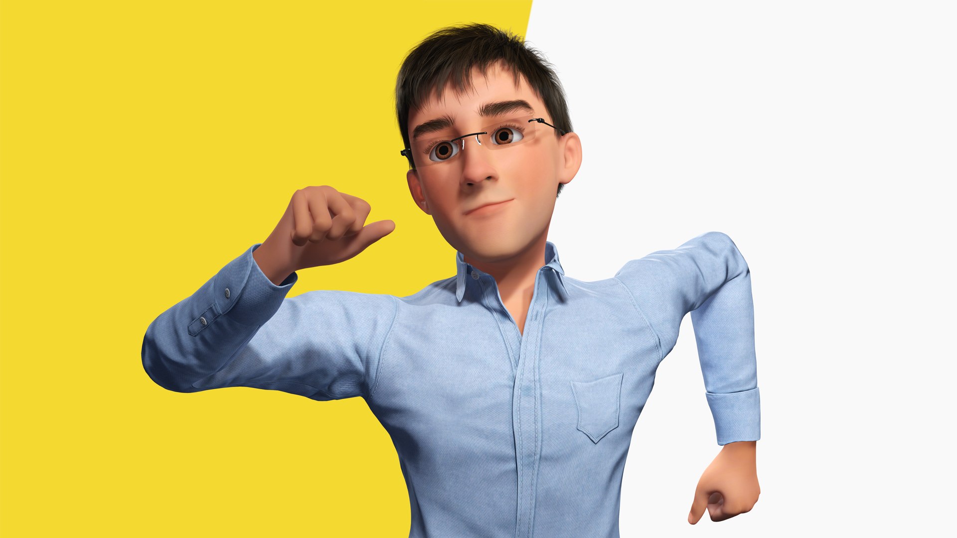 3D Intellectual Look With Glasses Stylized Professional Male Model ...