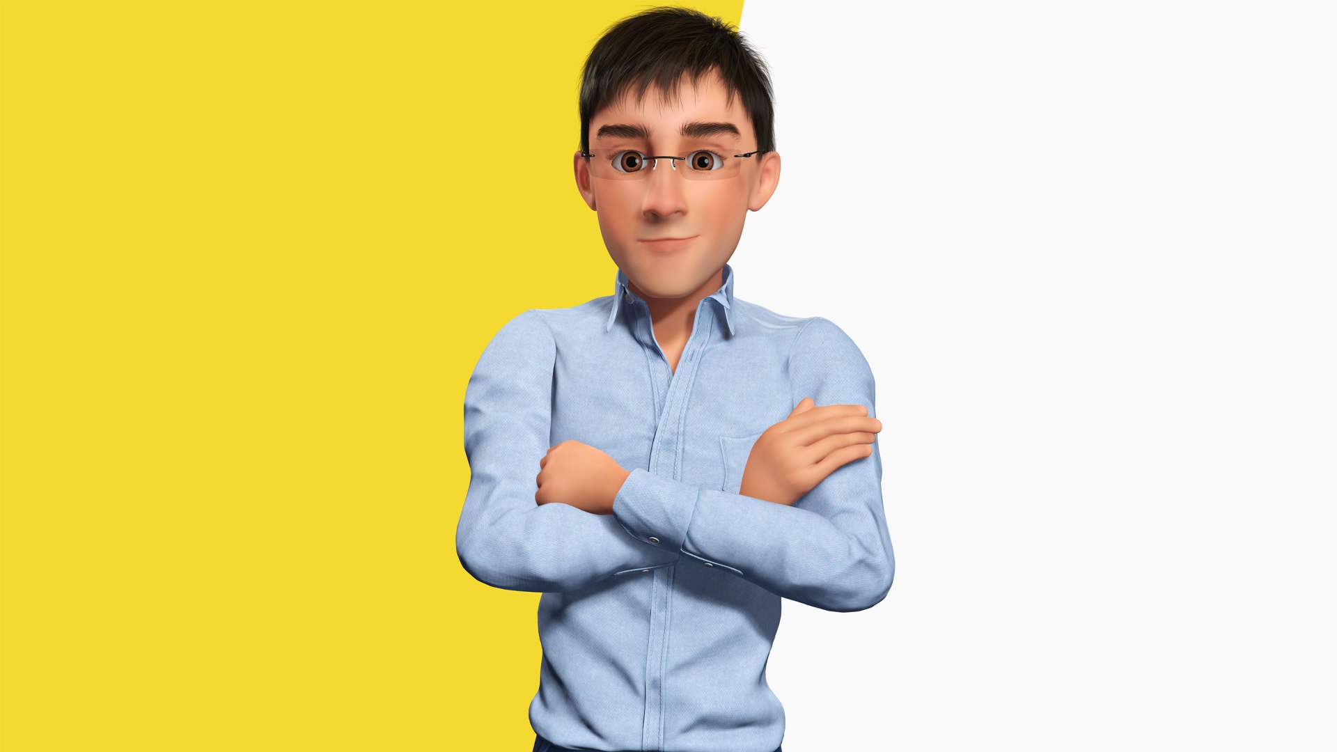 3D Intellectual Look With Glasses Stylized Professional Male Model ...