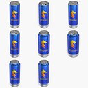 Collezione di lattine di bevande energetiche aperte e chiuse
