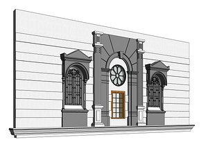 classic wall with columns and windows